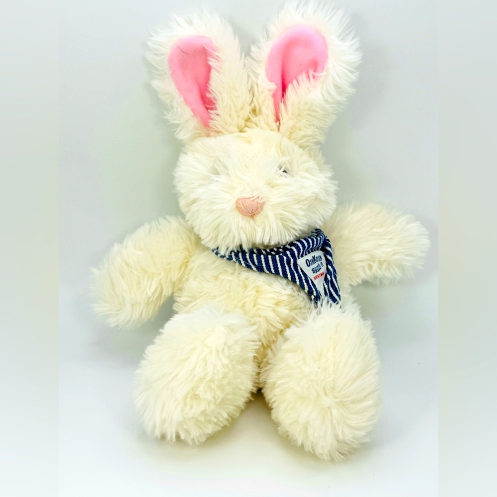 Oshkosh B’Gosh Plush Bunny Rabbit White Stuffed Animal Blue Bandana Eden 12”